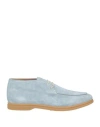 Eleventy Man Ankle Boots Light Blue Size 8 Leather In Blue