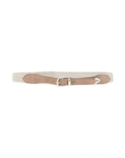 Eleventy Man Belt Beige Size 43.5 Leather, Textile Fibers