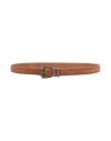 Eleventy Man Belt Brown Size 38 Leather, Metal In Brown