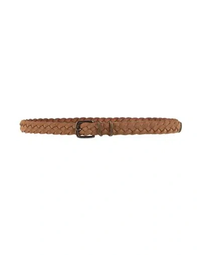 Eleventy Man Belt Camel Size 38 Leather, Metal In Beige