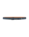 Eleventy Man Belt Pastel Blue Size 38 Leather, Natural Raffia