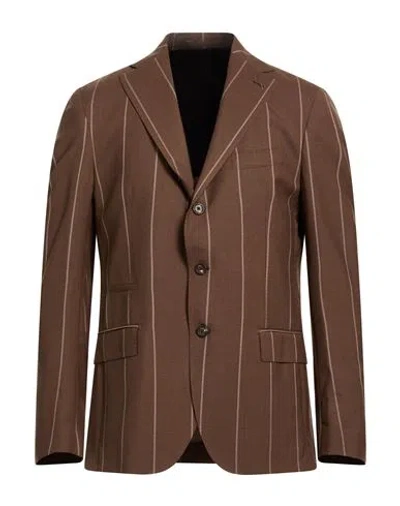 Eleventy Man Blazer Brown Size 40 Wool, Silk