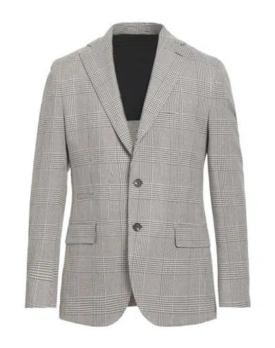 Eleventy Man Blazer Brown Size 46 Cotton, Viscose In Gray