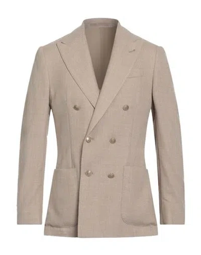 Eleventy Man Blazer Camel Size 40 Wool, Silk, Elastane In Gray