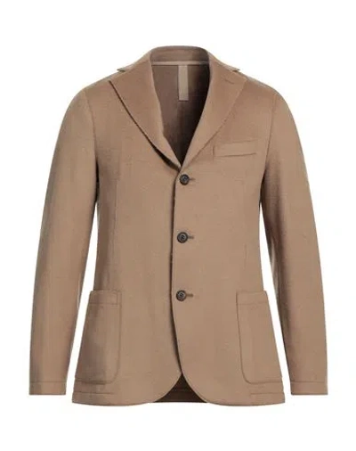 Eleventy Men's Unobstructed Jersey Wool Jacket In Dark Camel In Multi