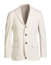 Eleventy Man Blazer Cream Size 40 Wool, Cotton, Goat Skin In Neutral