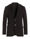 Eleventy Man Blazer Dark Brown Size 46 Cotton, Goat Skin In Brown