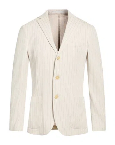 Eleventy Man Blazer Ivory Size 40 Cotton, Silk In Neutral