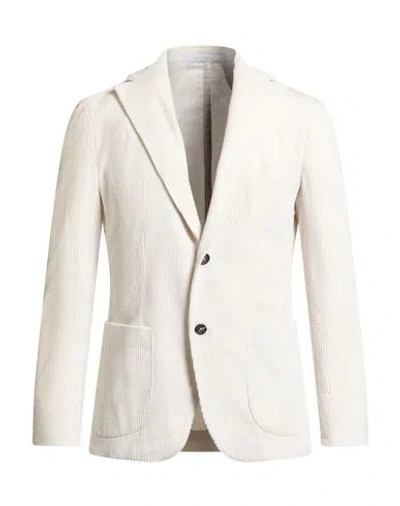Eleventy Man Blazer Ivory Size 42 Cotton, Cashmere, Elastane In White