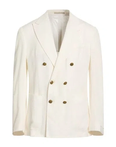 Eleventy Man Blazer Ivory Size 42 Linen, Polyester In White