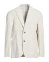 Eleventy Man Blazer Ivory Size 48 Cotton, Wool, Elastane In Neutral