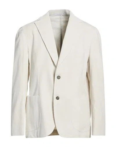 Eleventy Man Blazer Ivory Size 48 Cotton, Wool, Elastane In Neutral