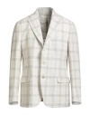Eleventy Man Blazer Ivory Size 48 Linen, Wool In Gray