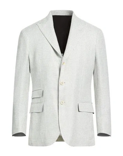 Eleventy Man Blazer Light Blue Size 34 Linen, Wool, Silk In White