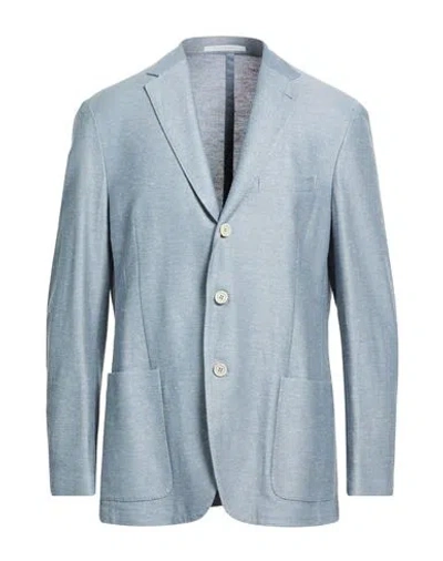 Eleventy Man Blazer Light Blue Size 42 Cotton, Linen