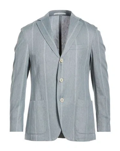 Eleventy Man Blazer Light Blue Size 46 Cotton, Linen