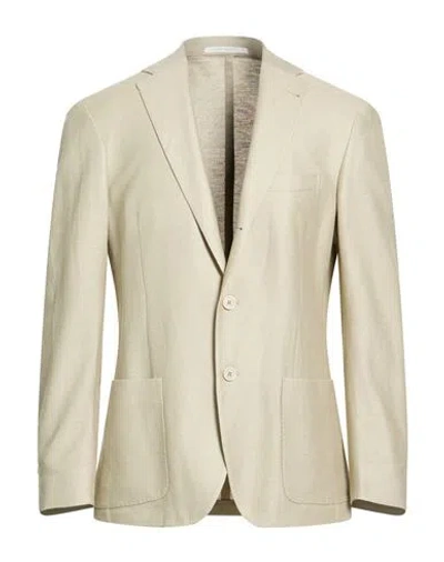 Eleventy Man Blazer Light Green Size 44 Cotton, Linen In Neutral