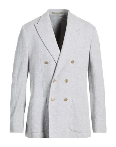 Eleventy Man Blazer Light Grey Size 40 Cotton, Goat Skin In Gray