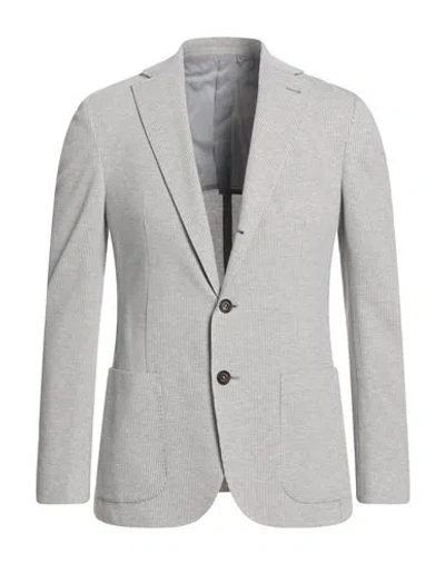 Eleventy Man Blazer Light Grey Size 42 Cotton, Polyester, Goat Skin