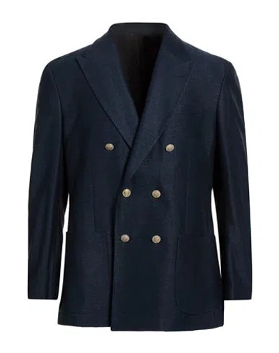 Eleventy Man Blazer Midnight Blue Size 44 Cotton, Linen