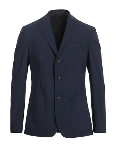 Eleventy Man Blazer Midnight Blue Size 40 Wool, Elastane, Goat Skin