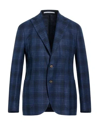 Eleventy Man Blazer Navy Size 40 Linen, Wool, Silk, Elastane In Blue