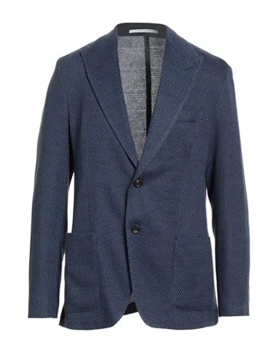 Eleventy Man Blazer Navy Size 42 Linen, Polyester In Blue