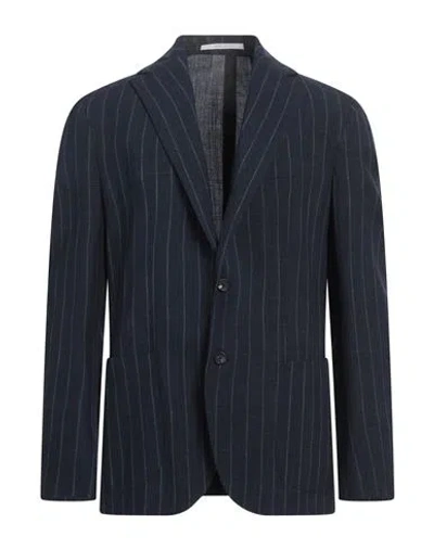 Eleventy Man Blazer Navy Size 46 Wool, Silk, Linen, Elastane