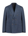 Eleventy Man Blazer Navy Size 48 Linen, Polyester In Blue