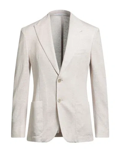 Eleventy Man Blazer Off White Size 38 Linen, Cotton In Neutral