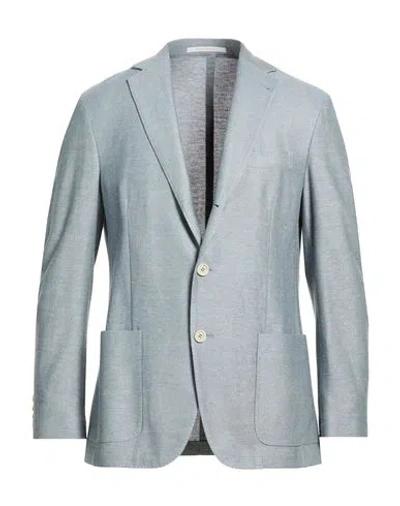 Eleventy Man Blazer Pastel Blue Size 44 Cotton, Linen