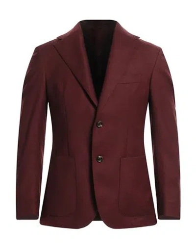 Eleventy Man Suit Jacket Burgundy Size 42 Wool In Red