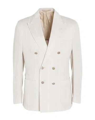 Eleventy Man Blazer Slate Blue Size 40 Cotton, Linen In White