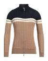 Eleventy Man Cardigan Camel Size S Wool, Silk In Beige