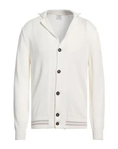 Eleventy Man Cardigan Ivory Size L Cotton In White