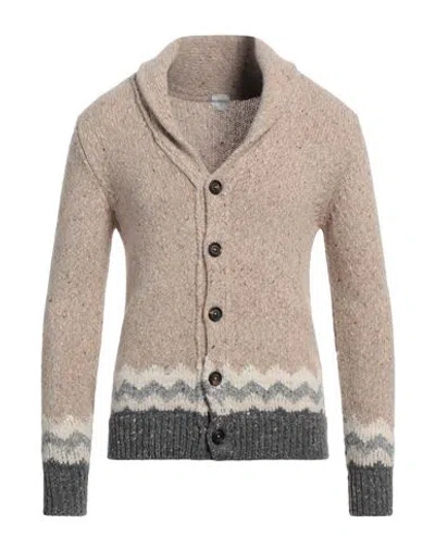 Eleventy Man Cardigan Sand Size 3xl Wool, Cashmere, Elastane In Neutral