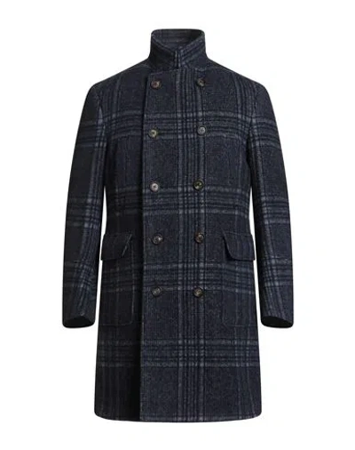 Eleventy Man Coat Navy Size 44 Wool, Alpaca Wool, Polyamide In Blue