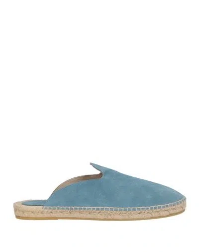Eleventy Man Espadrilles Azure Size 11 Leather In Blue