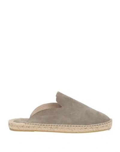 Eleventy Man Espadrilles Taupe Size 11 Leather In Gray