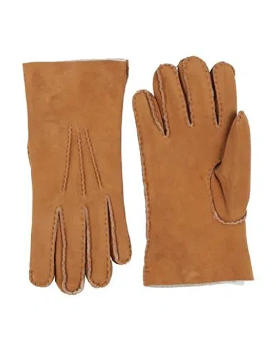 Eleventy Man Gloves Camel Size L Shearling In Beige