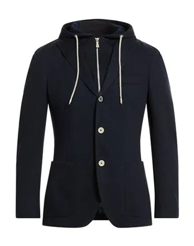 Eleventy Man Jacket Midnight Blue Size 44 Cotton, Cashmere In Black