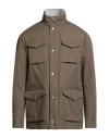 Eleventy Man Jacket Military Green Size 48 Cotton In Brown