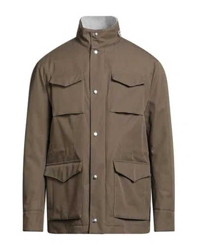 Eleventy Man Jacket Military Green Size 48 Cotton In Brown
