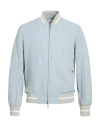 Eleventy Man Jacket Sky Blue Size 38 Linen, Polyamide