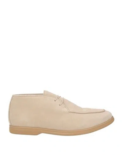 Eleventy Man Lace-up Shoes Beige Size 12 Soft Leather