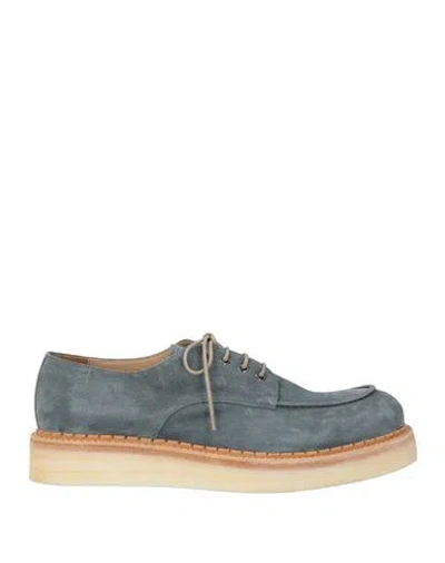 Eleventy Man Lace-up Shoes Slate Blue Size 11 Leather