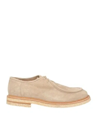 Eleventy Man Lace-up Shoes Beige Size 9 Leather, Natural Raffia In Neutral