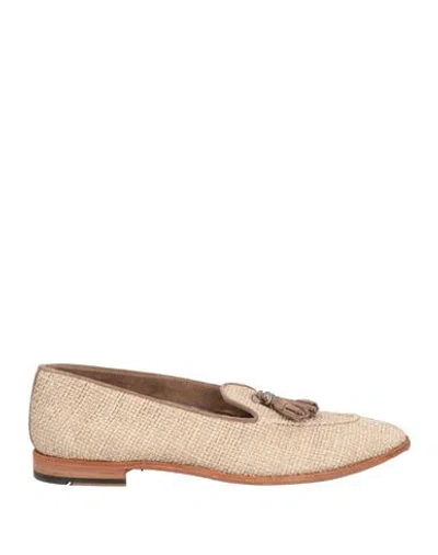 Eleventy Man Loafers Sand Size 11 Textile Fibers, Leather In Beige