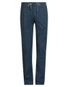 Eleventy Man Pants Blue Size 31 Cotton, Elastane