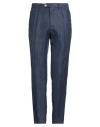 Eleventy Man Pants Blue Size 44 Linen, Wool, Silk In Blue